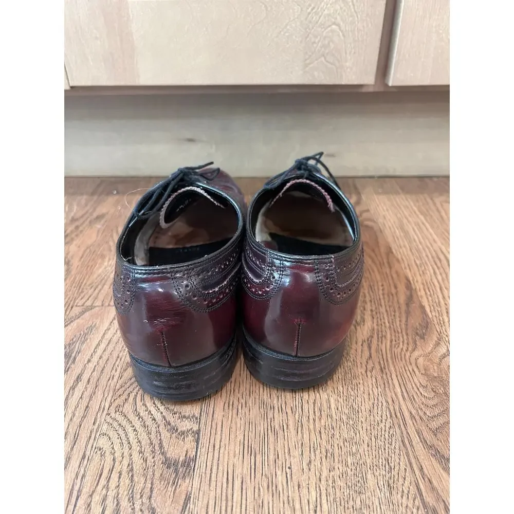 Florsheim Men’s Wingtip Oxford Sz 9.5 Dress Shoes Burgundy Leather Brogue LaceUp